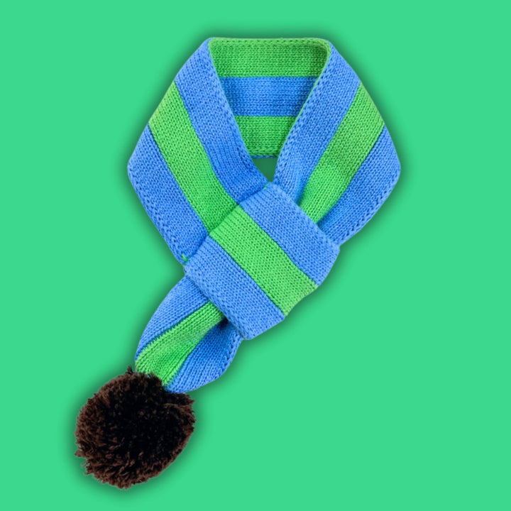 ※予約販売【TOOF】STRIPE COTTON POM POM SCARF（GREEN/BLUE）