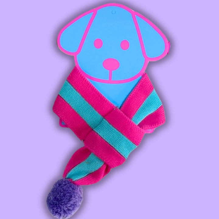 ※予約販売【TOOF】STRIPE COTTON POM POM SCARF（PINK/TURQUOISE）