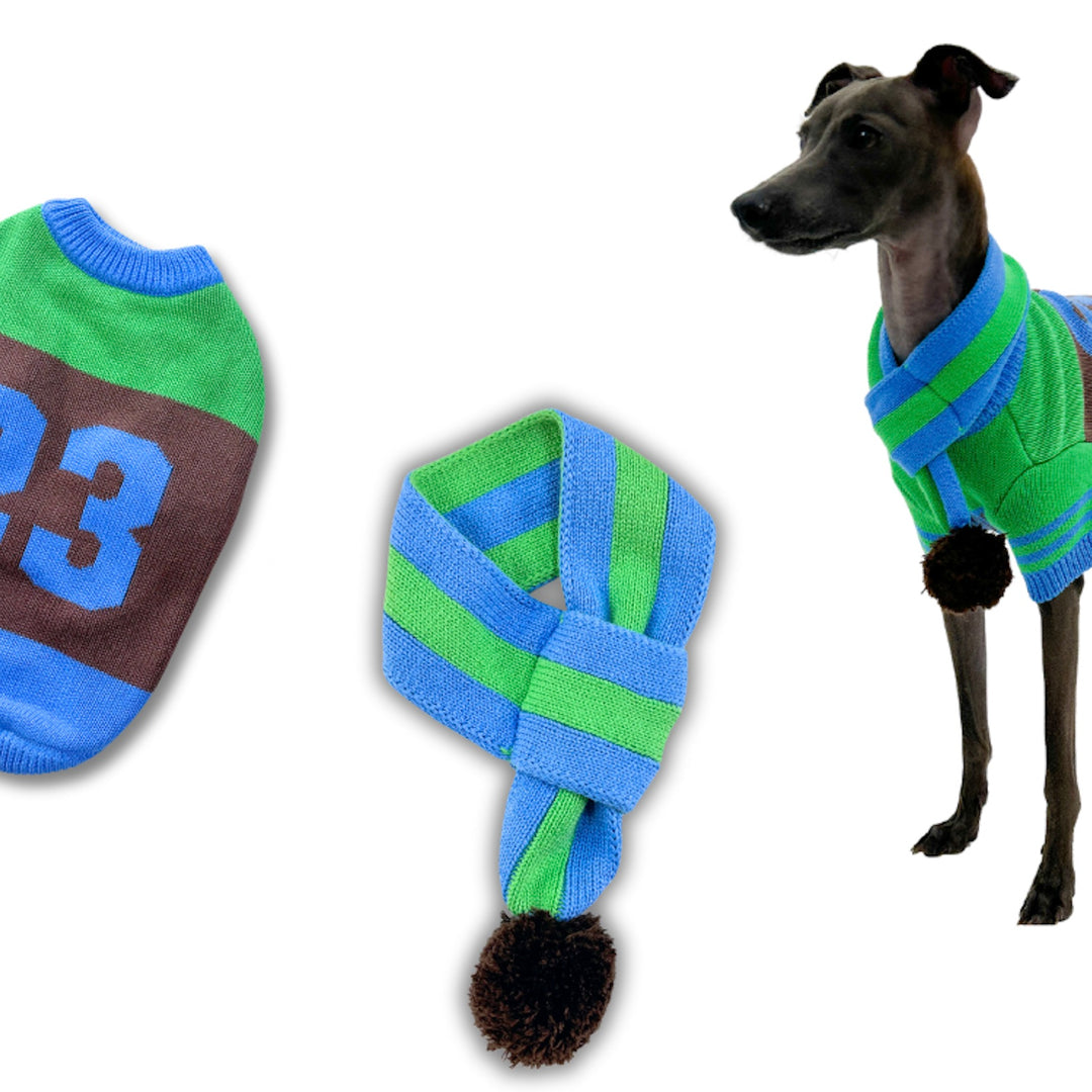 ※予約販売【TOOF】STRIPE COTTON POM POM SCARF（GREEN/BLUE）