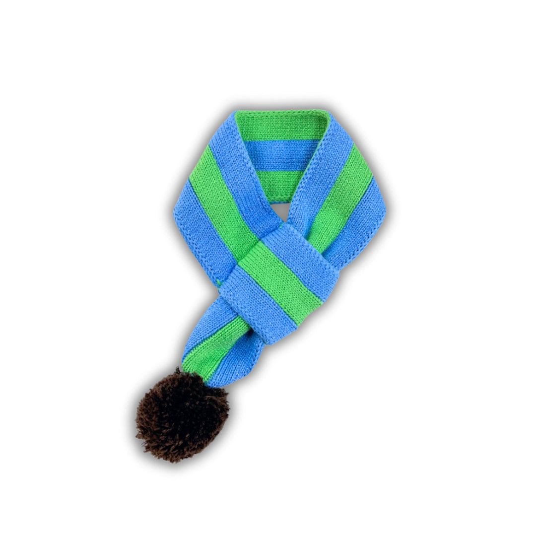 ※予約販売【TOOF】STRIPE COTTON POM POM SCARF（GREEN/BLUE）