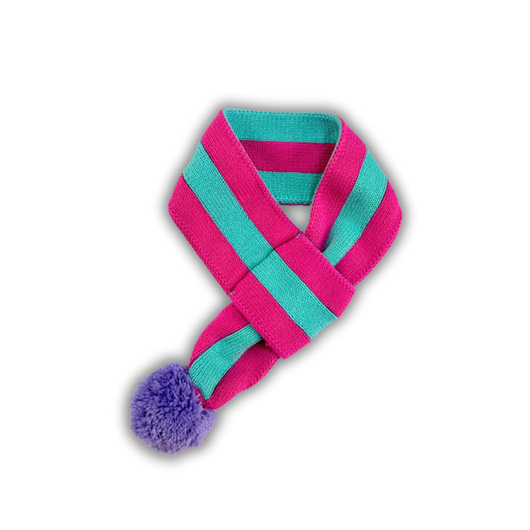 ※予約販売【TOOF】STRIPE COTTON POM POM SCARF（PINK/TURQUOISE）