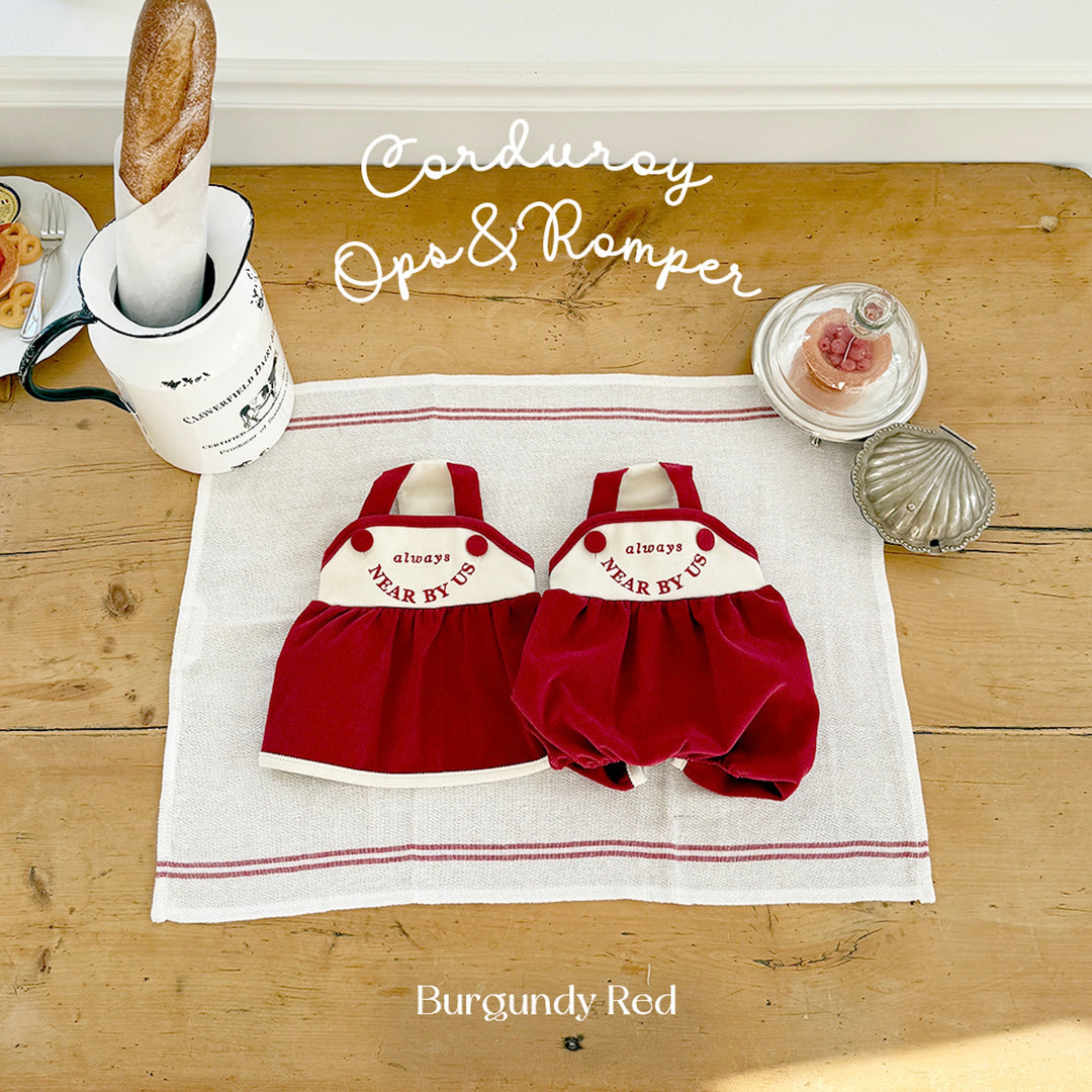 ※予約販売【near by us】corduroy romper（burgundy red）