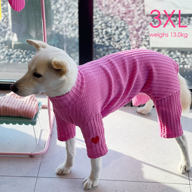 ※予約販売【OOPS! MY DOG】 Cable Knit All-in-one(Barbie Pink)