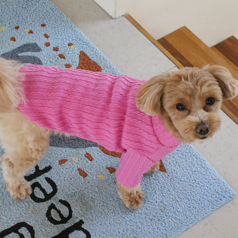 ※予約販売【OOPS! MY DOG】Cable Knit T(Barbie Pink)