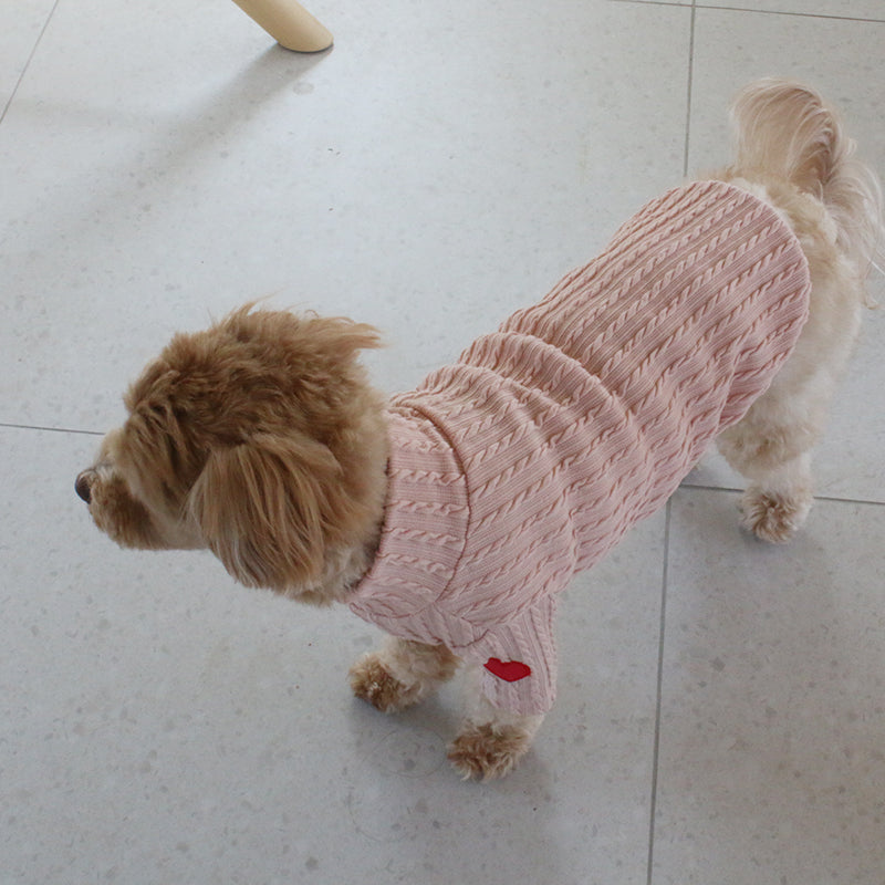 ※予約販売【OOPS! MY DOG】Cable Knit T(Salmon Pink)