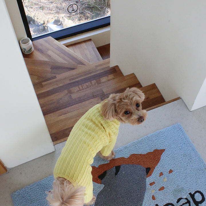※予約販売【OOPS! MY DOG】 Cable Knit All-in-one(Yellow)