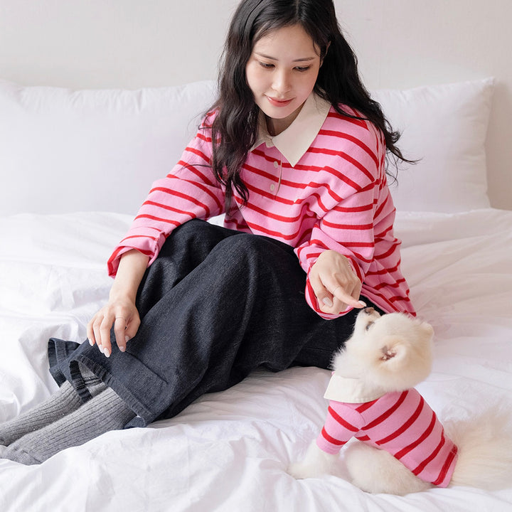 ※予約販売【noutti】MERCI STRIPE T-SHIRT（Pink）