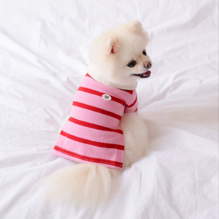 ※予約販売【noutti】MERCI STRIPE T-SHIRT（Pink）