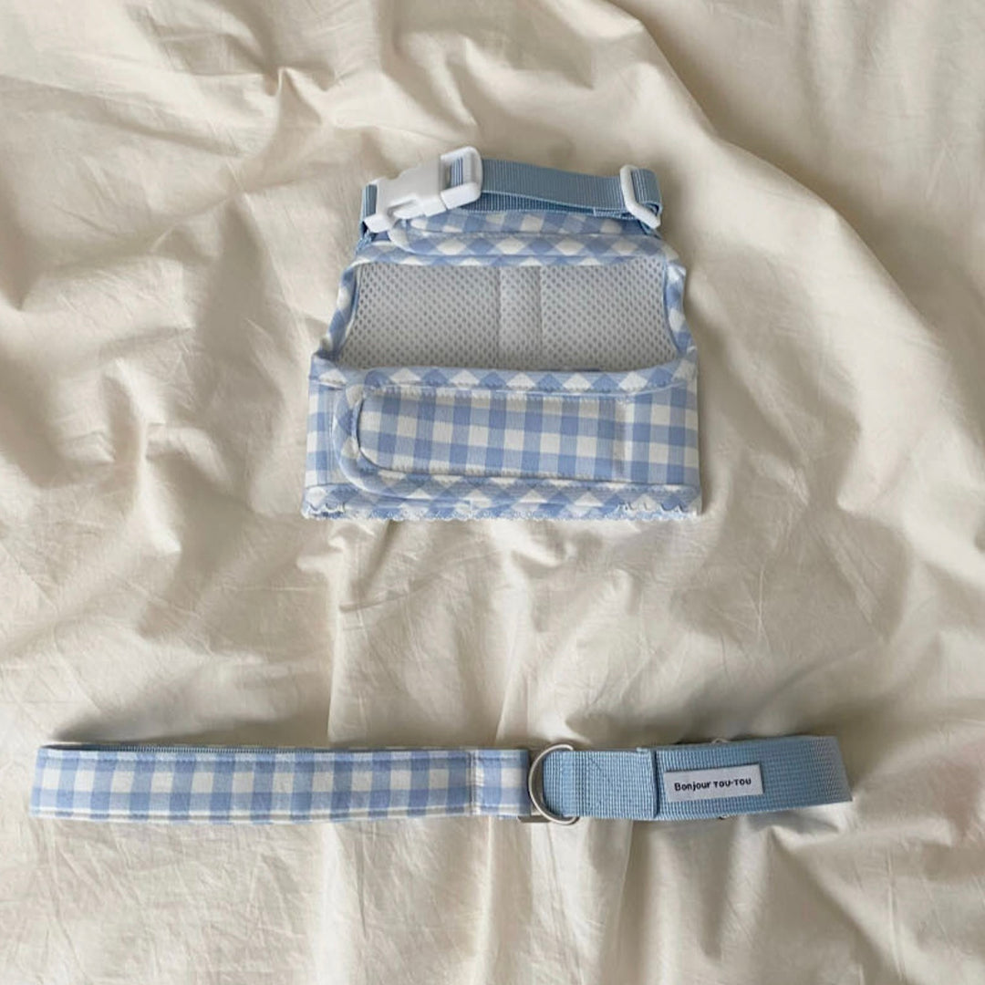 ※予約販売【Bonjour TOU-TOU】Eyelet Check Harness（Sky）