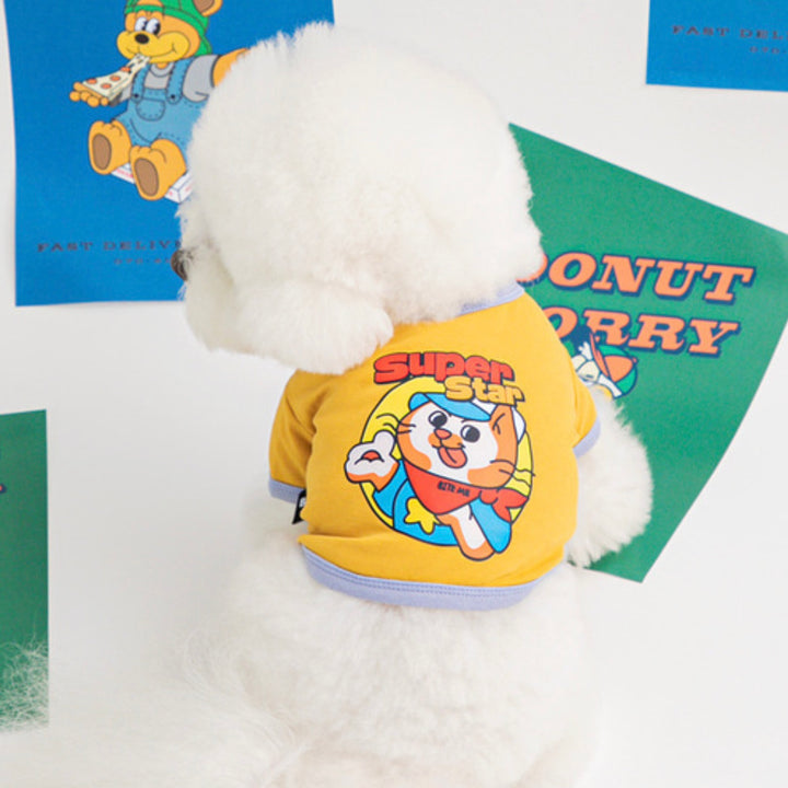 即納【BITE ME】Retro Poster Crop T-shirt（Yellow）