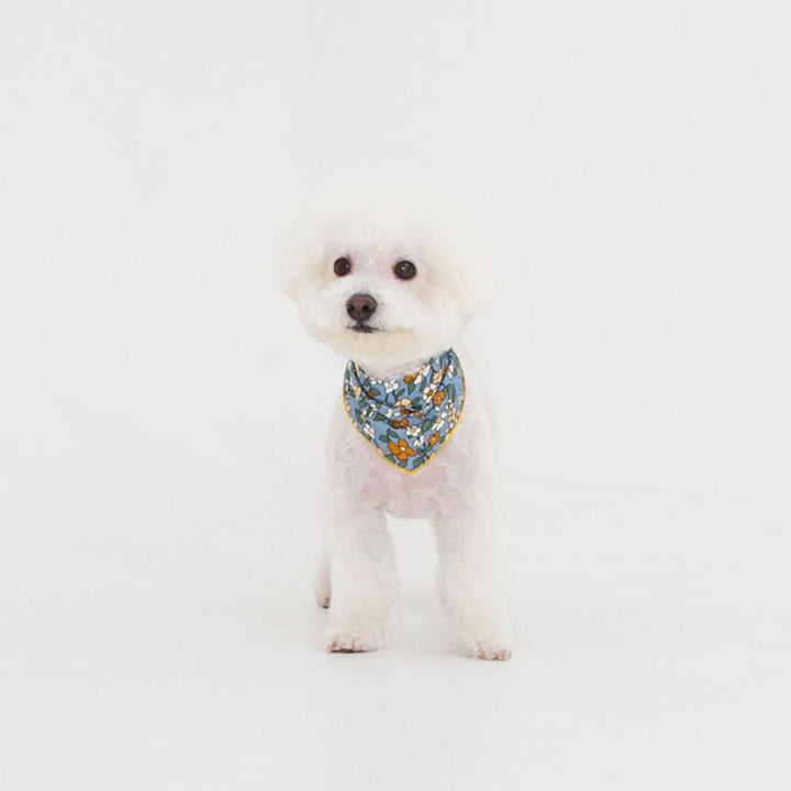 ※予約販売【foreverybari】Magnolia Floral Scarf（Dust Blue）