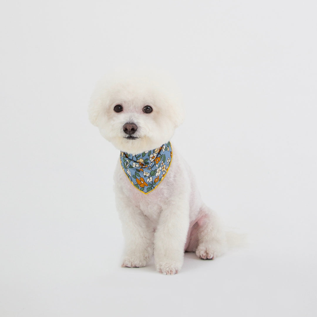※予約販売【foreverybari】Magnolia Floral Scarf（Dust Blue）