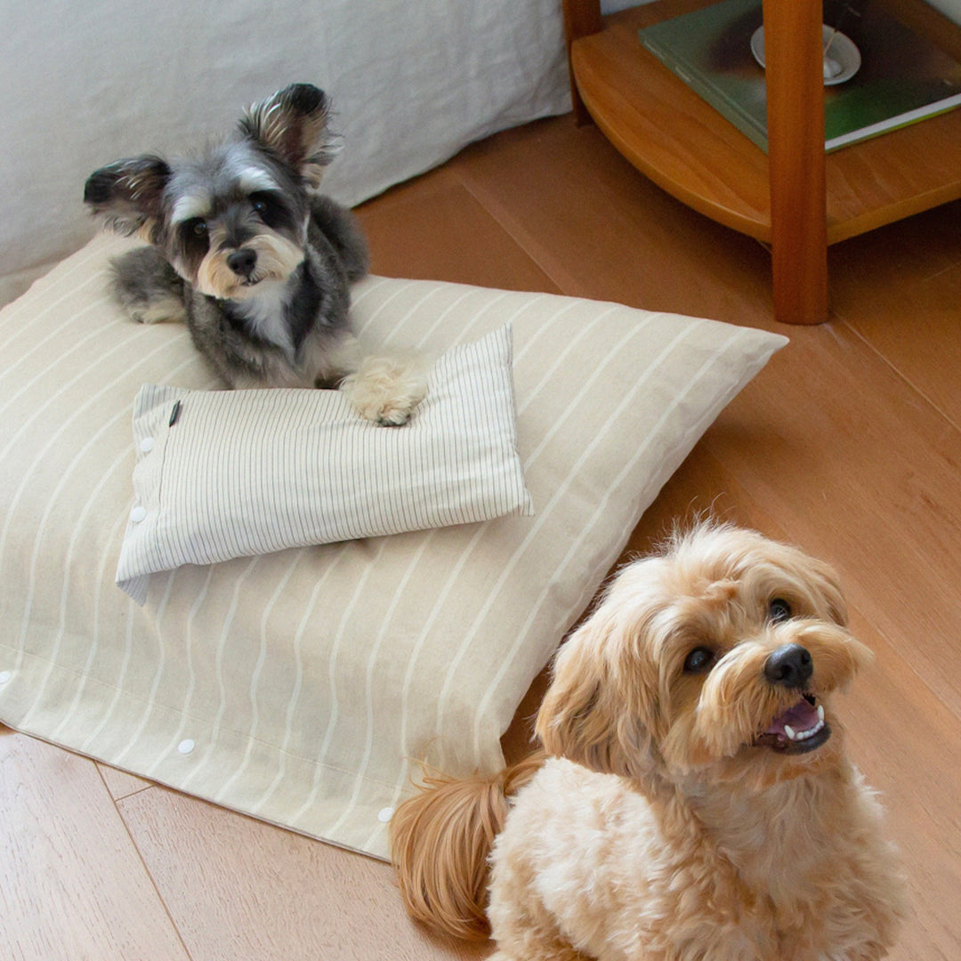 ※予約販売【foreverybari】Cotton Pillow（Cream Stripe）