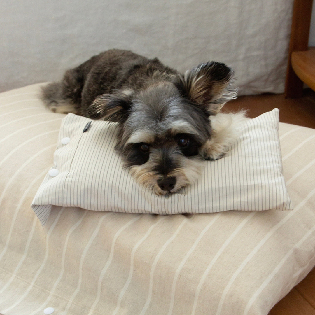 ※予約販売【foreverybari】Cotton Pillow（Cream Stripe）