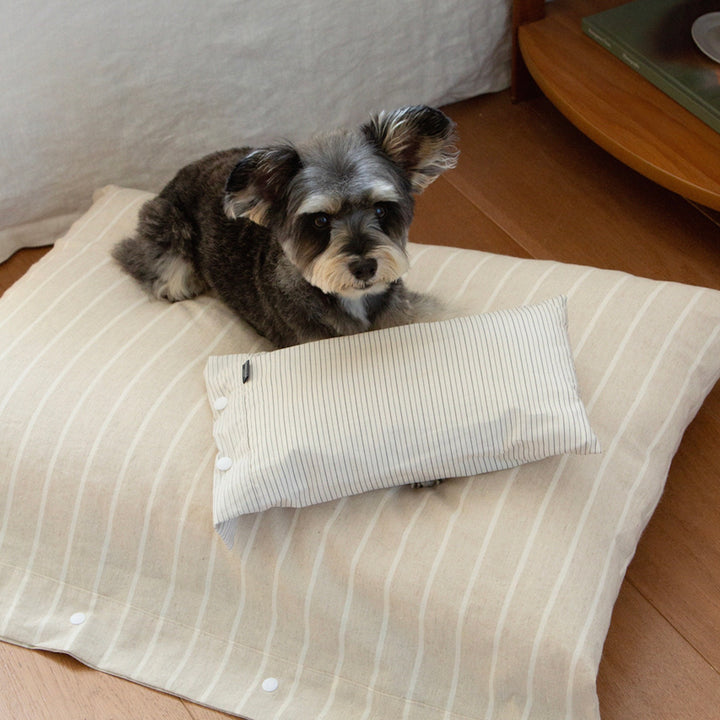 ※予約販売【foreverybari】Cotton Pillow（Cream Stripe）