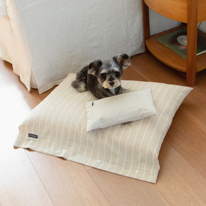 ※予約販売【foreverybari】Cotton Pillow（Cream Stripe）