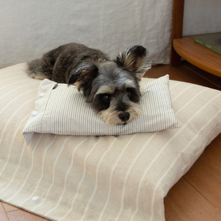 ※予約販売【foreverybari】Cotton Pillow（Cream Stripe）