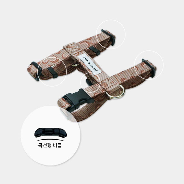 ※予約販売【foreverybari】Marble Heart Pet Harness（Chocolate）