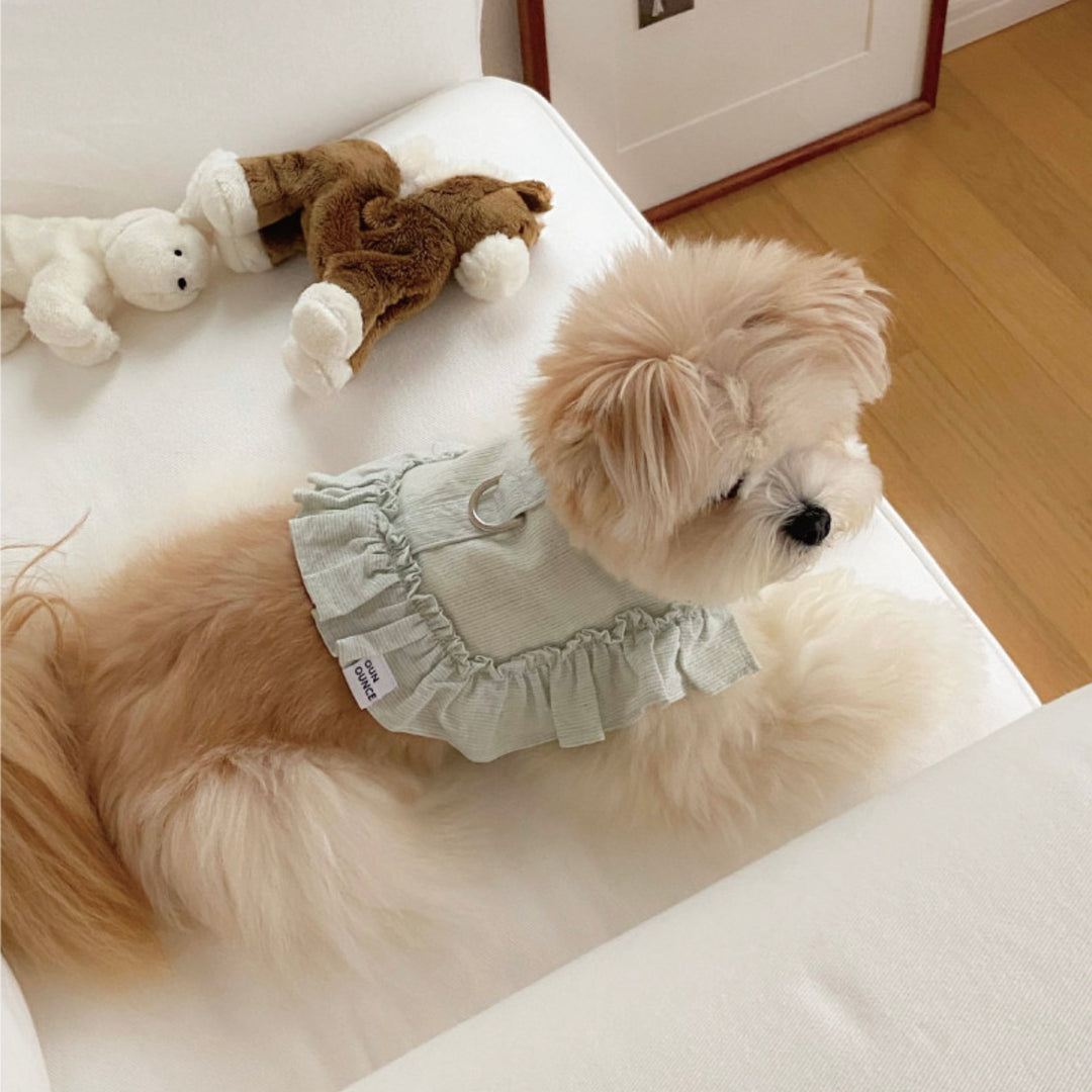 即納【OUNCE】Air Frill Harness（Mint Stripe）｜犬用ハーネス
