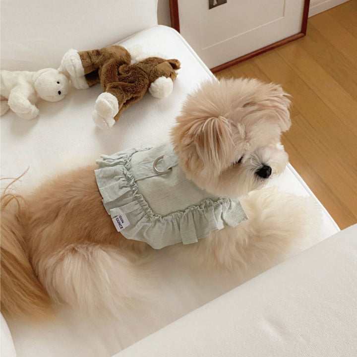 即納【OUNCE】Air Frill Harness（Mint Stripe）｜犬用ハーネス