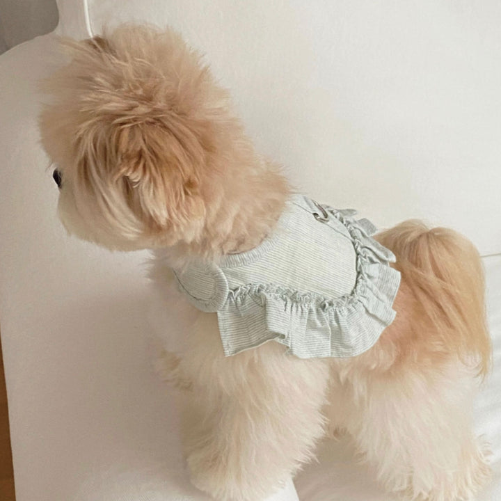 即納【OUNCE】Air Frill Harness（Mint Stripe）｜犬用ハーネス
