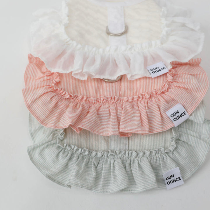 即納【OUNCE】Air Frill Harness（Coral Stripe）｜犬用ハーネス