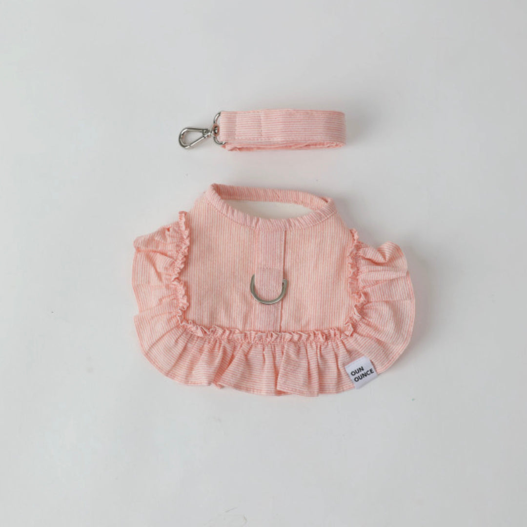 即納【OUNCE】Air Frill Harness（Coral Stripe）｜犬用ハーネス