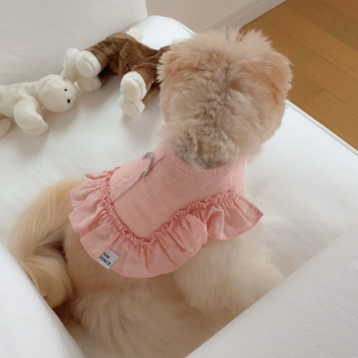 即納【OUNCE】Air Frill Harness（Coral Stripe）｜犬用ハーネス