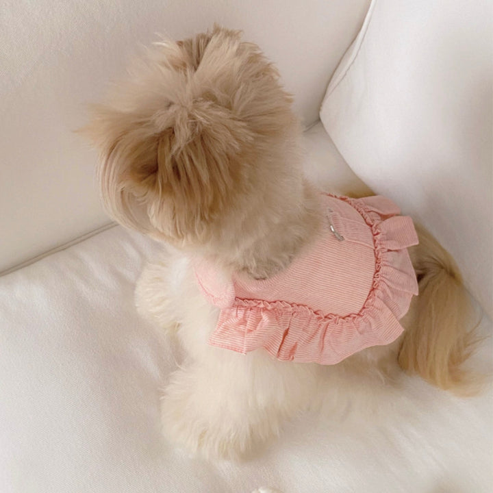 即納【OUNCE】Air Frill Harness（Coral Stripe）｜犬用ハーネス