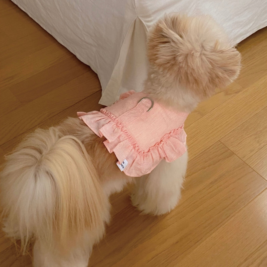 即納【OUNCE】Air Frill Harness（Coral Stripe）｜犬用ハーネス