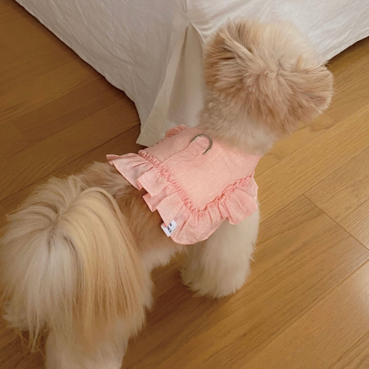即納【OUNCE】Air Frill Harness（Coral Stripe）｜犬用ハーネス