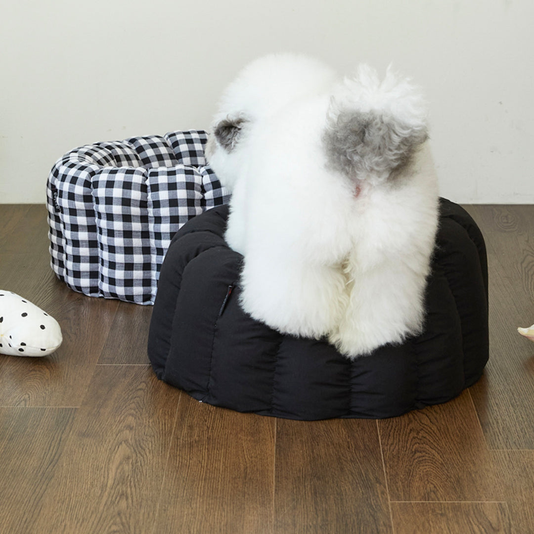即納【azallea】Check Black Canele Cushion