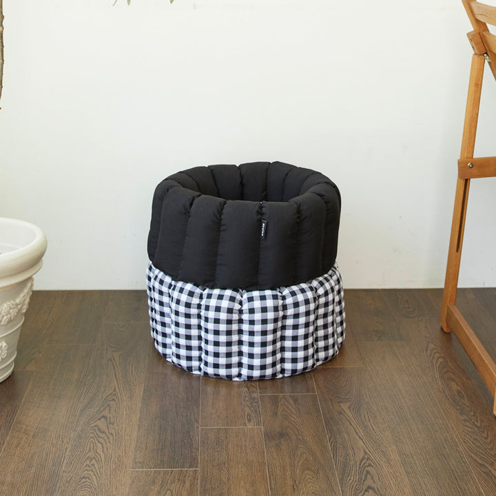 即納【azallea】Check Black Canele Cushion