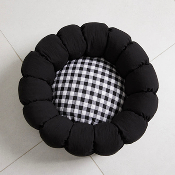 即納【azallea】Check Black Canele Cushion