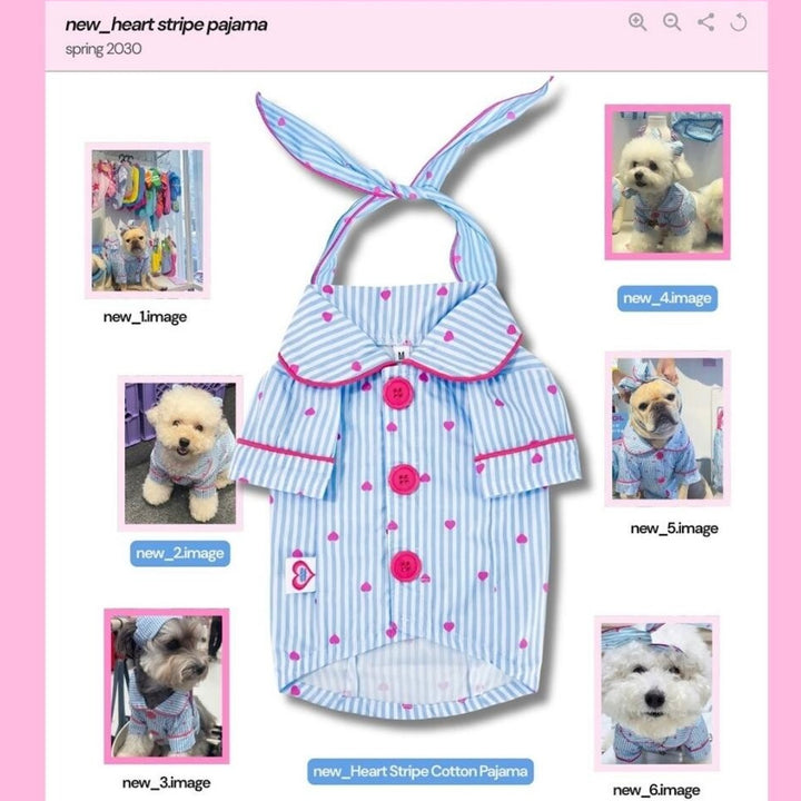 ※予約販売【TOOF】Sweet Heart Stripe Cotton Pajama & Heart stripe headband Set