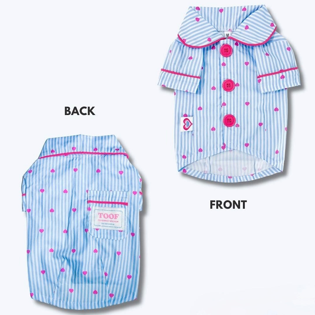 ※予約販売【TOOF】Sweet Heart Stripe Cotton Pajama & Heart stripe headband Set
