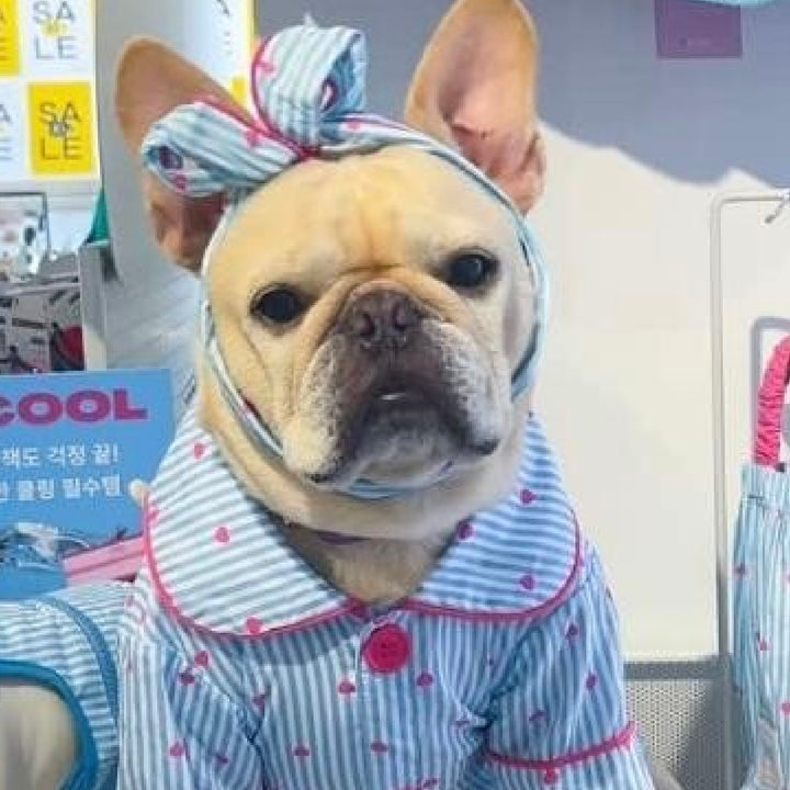 ※予約販売【TOOF】Sweet Heart Stripe Cotton Pajama & Heart stripe headband Set