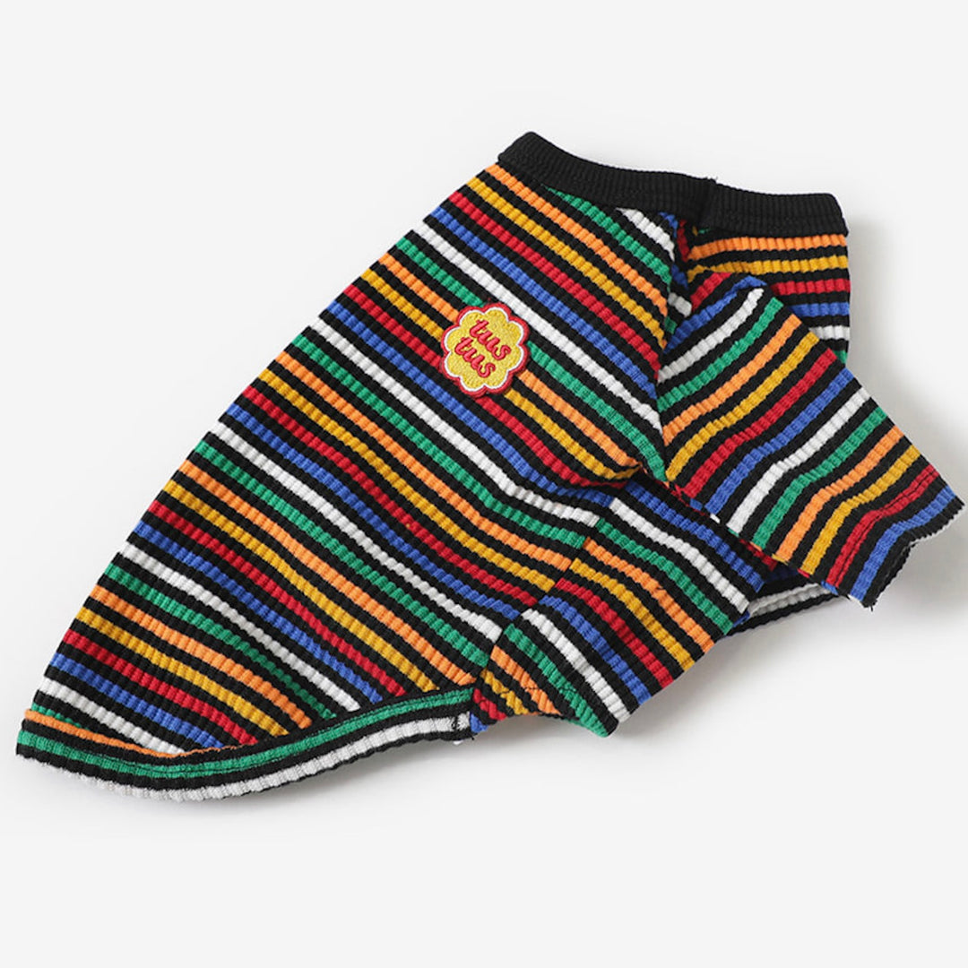 即納【TUSTUS】Color stripe tee（Black）