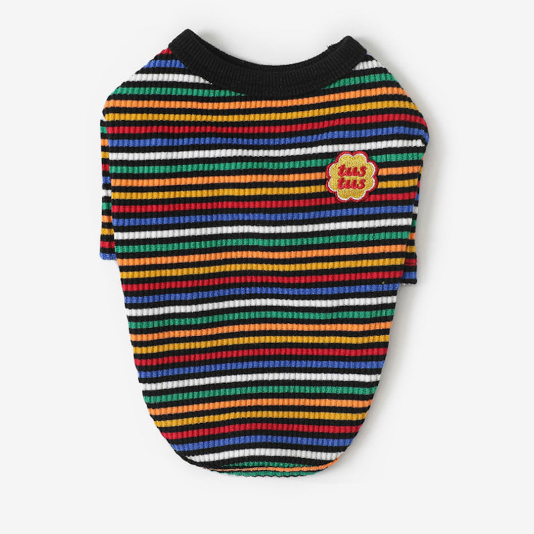 即納【TUSTUS】Color stripe tee（Black）