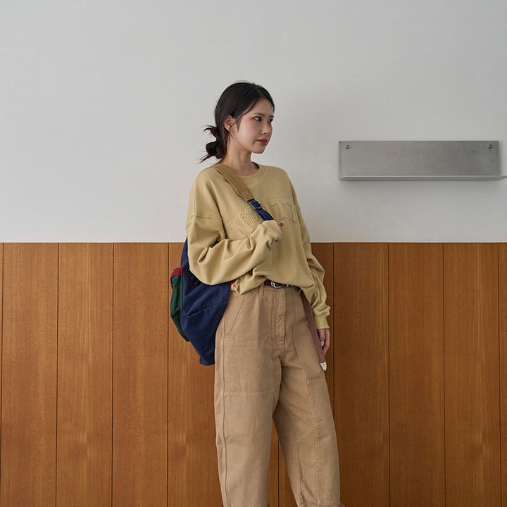 ※予約販売【noutti】Groovy Sweat Shirt - Human（Olive Mustard）