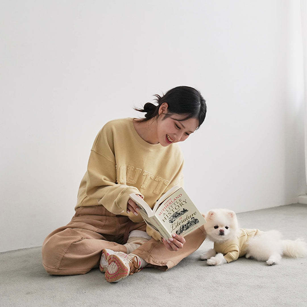 ※予約販売【noutti】Groovy Sweat Shirt - Human（Olive Mustard）