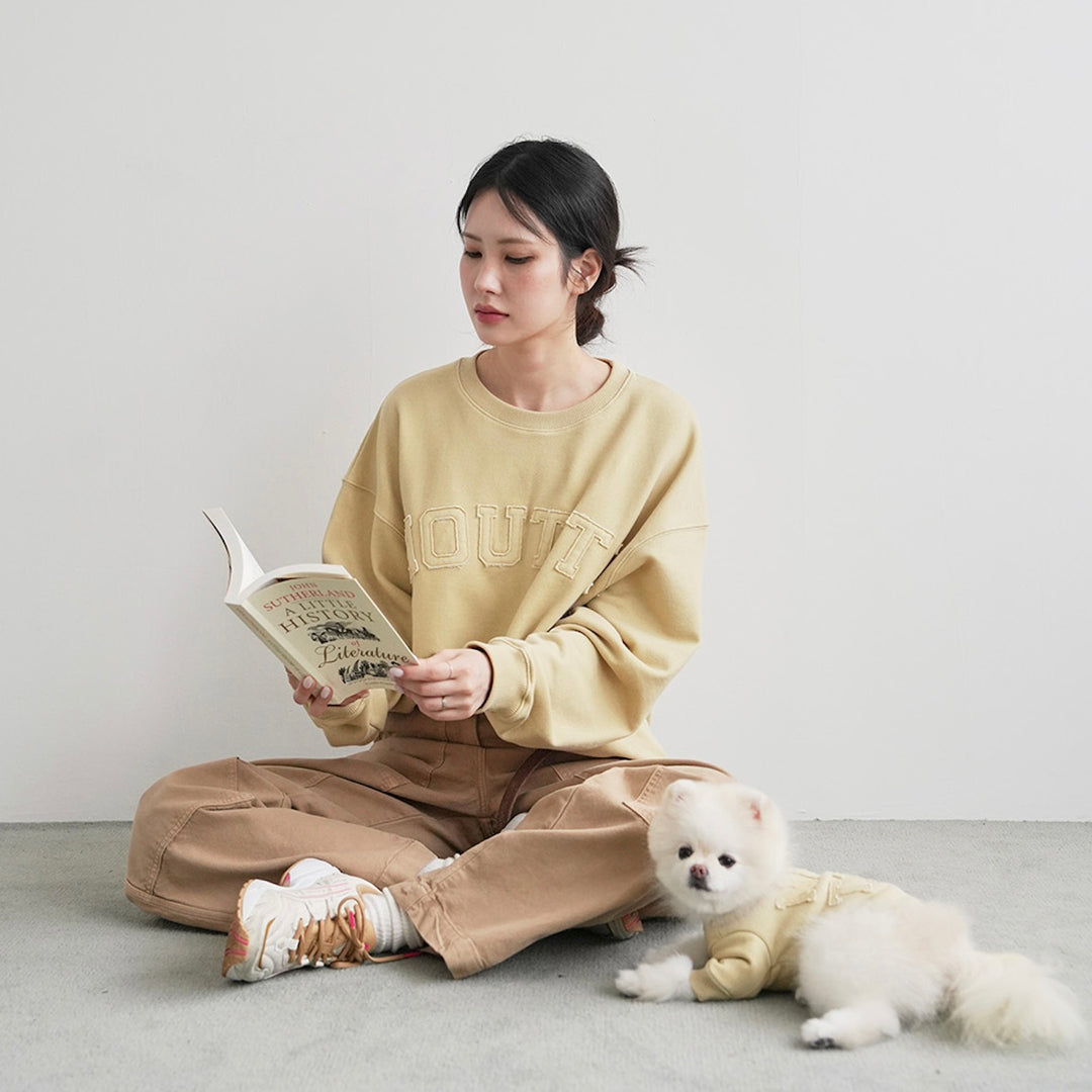 ※予約販売【noutti】Groovy Sweat Shirt - Human（Olive Mustard）