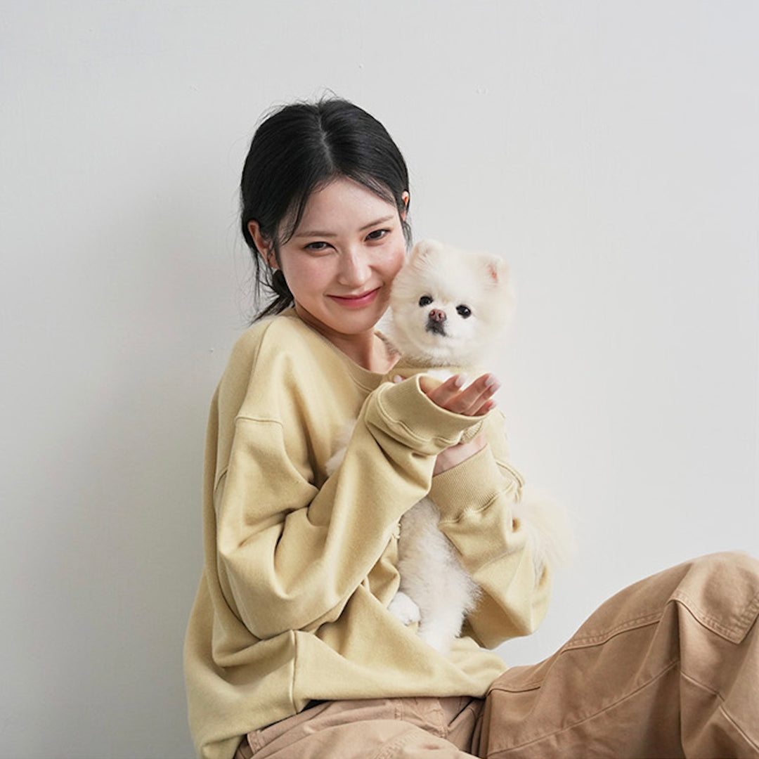 ※予約販売【noutti】Groovy Sweat Shirt - Human（Olive Mustard）