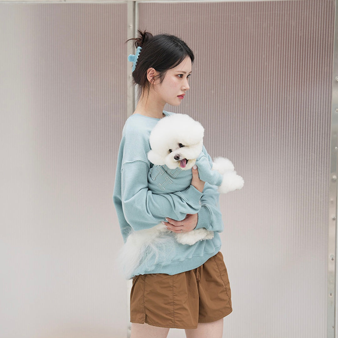 即納【noutti】Groovy Sweat Shirt - Human（Sky Blue）