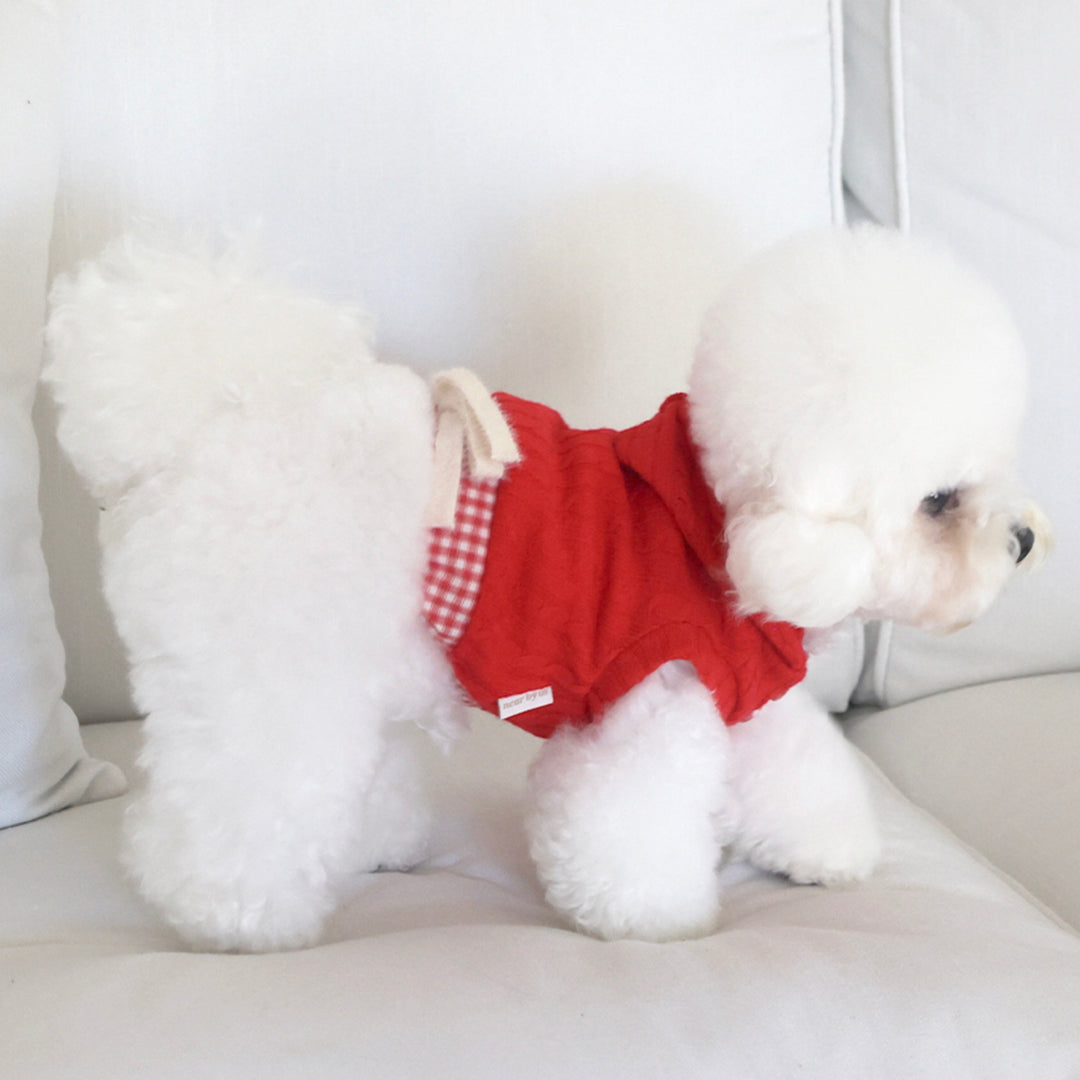 ※予約販売【near by us】Cable Knit Crop Top（vintage red）