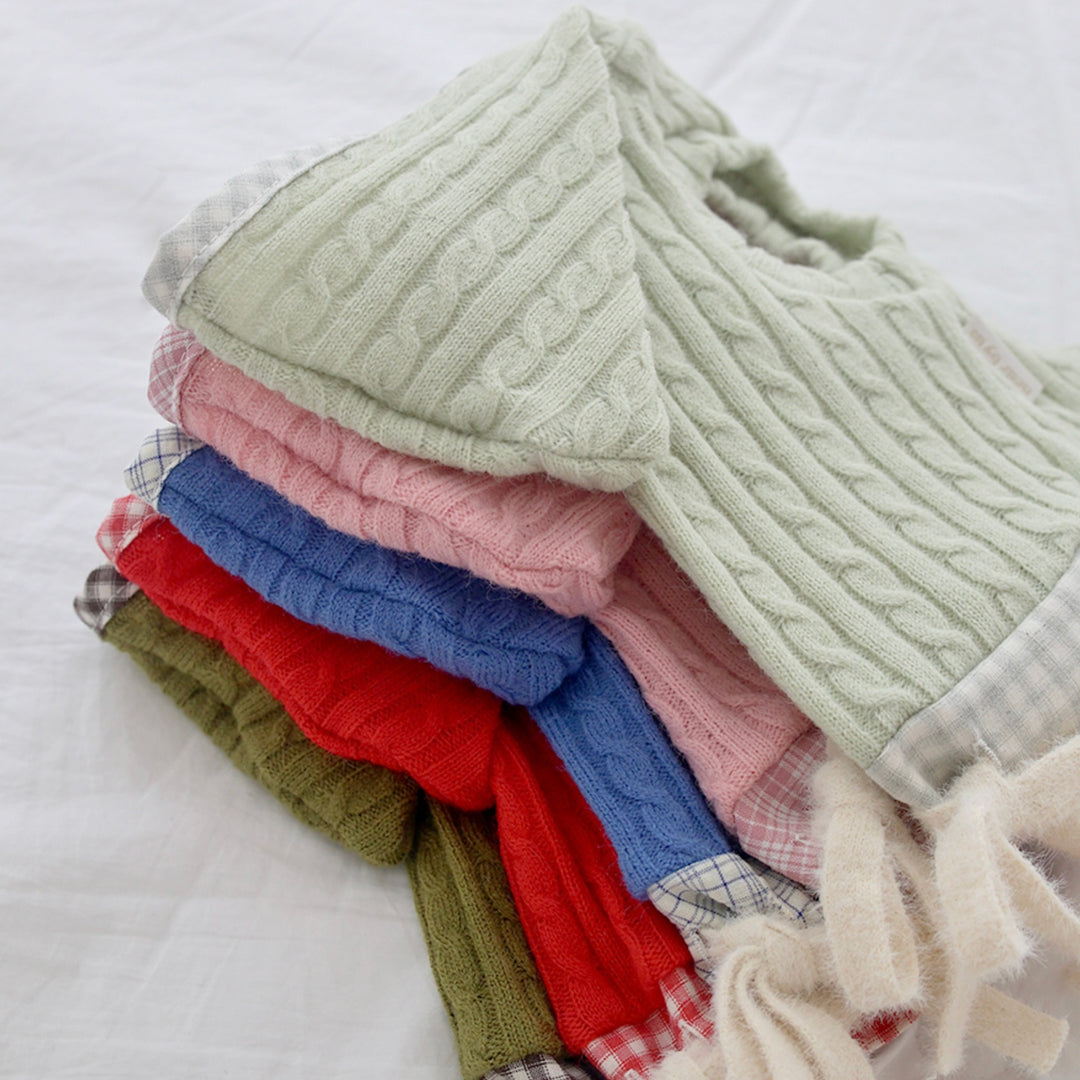 ※予約販売【near by us】Cable Knit Crop Top（vintage red）