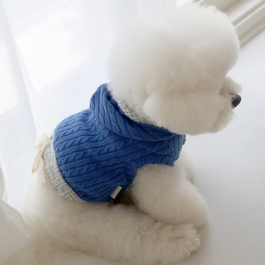 ※予約販売【near by us】Cable Knit Crop Top（classic blue）