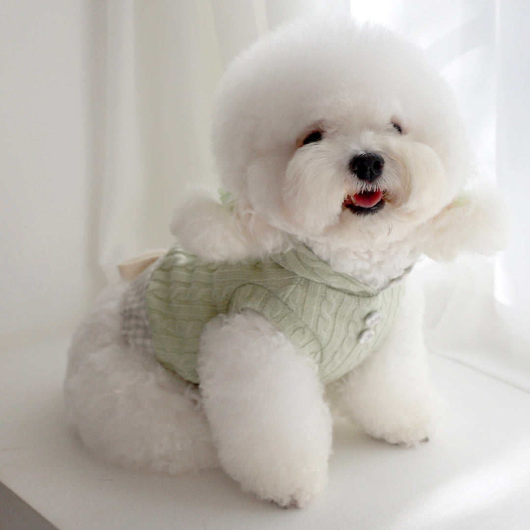 ※予約販売【near by us】Cable Knit Crop Top（sage green）