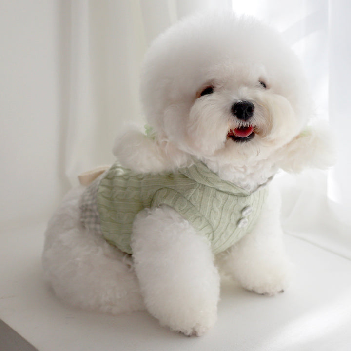 ※予約販売【near by us】Cable Knit Crop Top（sage green）