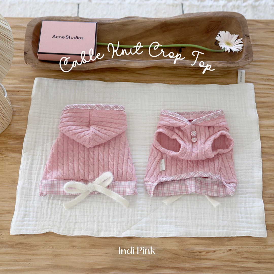※予約販売【near by us】Cable Knit Crop Top（indi pink）